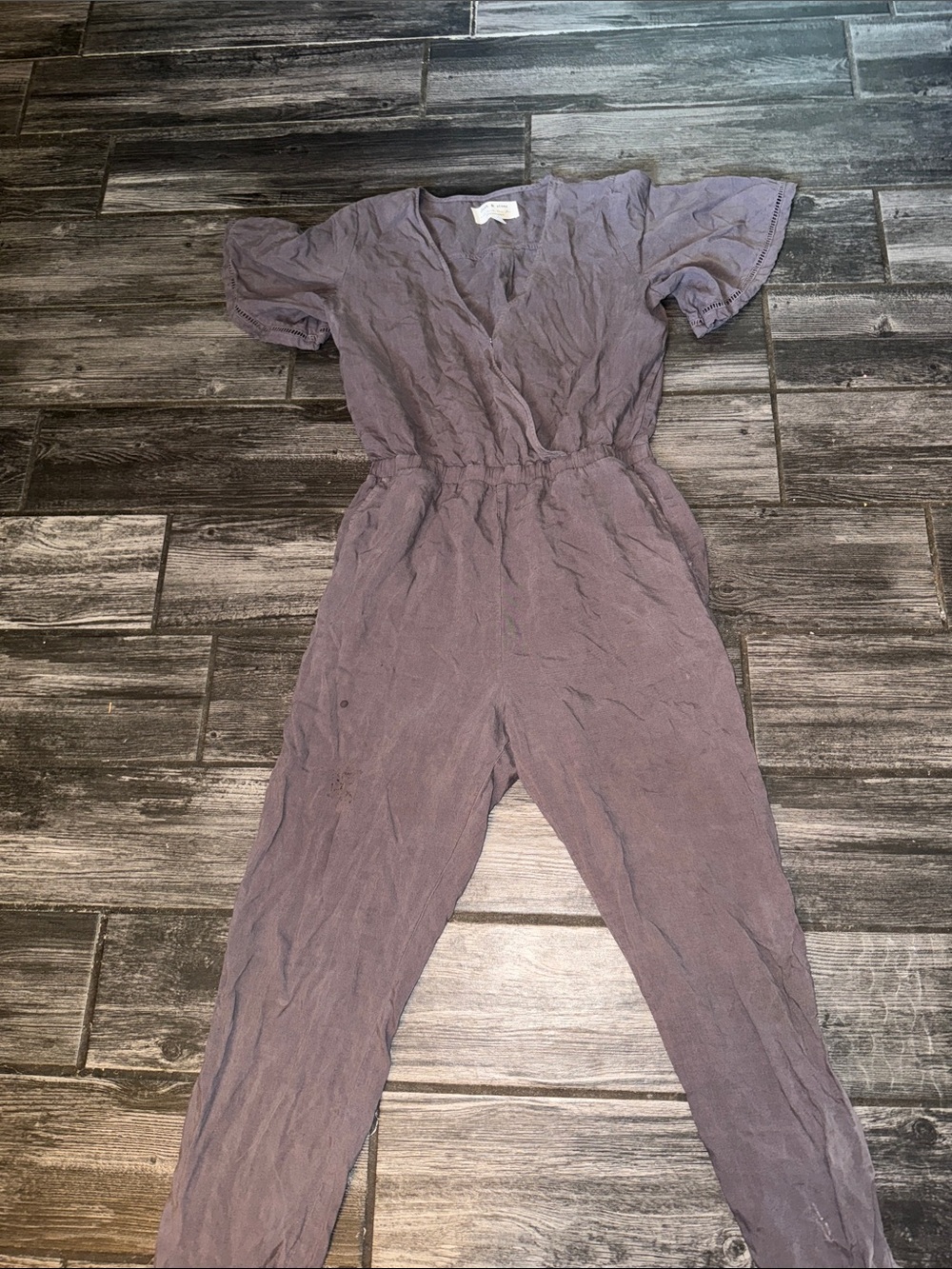 cloth & stone Lavender V-Neck Short Sleeve Jumpsuit